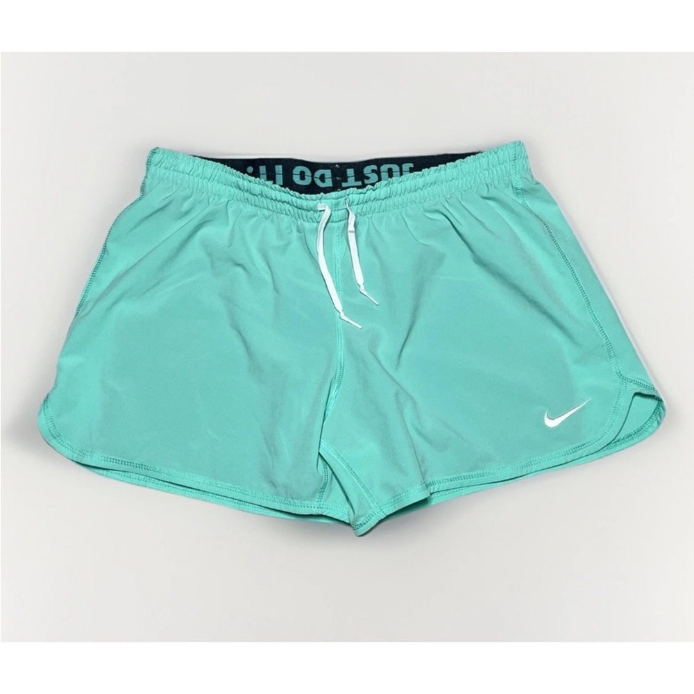 Nike Dri-Fit Shorts Women Medium Teal Brief Lined Loose Fit Running